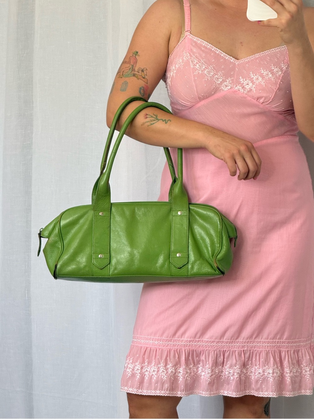 ✧ vintage y2k olive green leather shoulder bag ✧